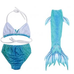 Maillot De Bain 3 Pieces Pour Filles, Haut, Culotte, Queue De Poisson, Monopalme, Palmes, Maillot De Bain (140) - Neuf