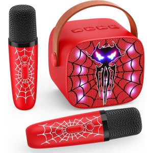 ERYI-Micro Karaoke Enfant Avec 2 Micro Sans Fil Bluetooth, Cadeau Garcon 3-12 Ans Karaoké Microphone Jouet Garcon 3-12 Ans Spider Jouet Micro Enfant Pour Chanter Cadeau De Paques Anniversaire Enfant - Neuf