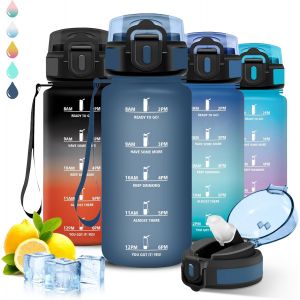 Eryi-Gourde Enfant, Gourde 500ml, Gourde Paille, Anti Fuite, Gourde Graduée Pour 1 Journee, Facile À Nettoyer, Gourde Graduée, Verrou De Sécurité, Avec Marqueur De Temps, Bouteille Pour Camping, Voya - Neuf