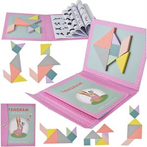 Mdy-Tangram Magnétique, Jeu De Tangram Magnétique Pour Enfants, Puzzle Magnétique De Formes Géométriques, Jouet Éducatif, Cadeau Pour Enfants De 3 Ans Et Plus (Rose) - Neuf