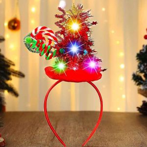 Kalanka-Bandeau De Noël Avec Lumières Pour Femme Arbre À Paillettes Lumineux Chapeau Étoile Accessoire De Cheveux (Rouge) - Neuf