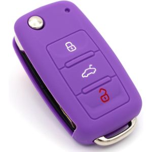 KALANKA-CYK Etui à clés en Silicone Compatible avec Les clés VW Skoda et Seat pour clé de Voiture à 3 Boutons VA (Violet) - Neuf