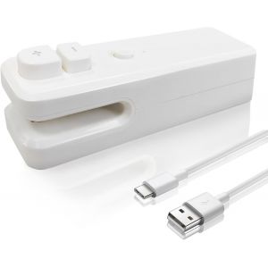 Kalanka-&reg; Mini Scelleur,Scellant Et Coupeur Sous Vide Portatif,Thermoscellant 2 En 1 Rechargeable Pour Sacs De Stockage De Nourriture,Collations,Fruits,Biscuits Frais (Blanc) - Neuf