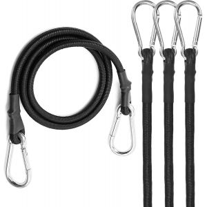 CHECARZHN--NO1-Tendeurs Elastique Vec Crochets, Cordon Élastique Avec Mousqueton, Sangle Sandow Elastique Tendeurs De Fixation Pour Bâches Tente Bagages Voile D'Ombrage Vélo, Noirs (4Pcs 100Cm) - Neuf