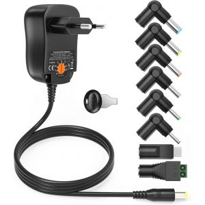 12W Universel AC Adaptateur Chargeur Alimentation 3V-12V 7 Connecteur & Micro USB pour Lecteur WiFi-Routeur CCTV Cam&eacute;ra T&eacute;l&eacute;phone Portable Tablette PC ect &eacute;lectrique Familial - Neuf
