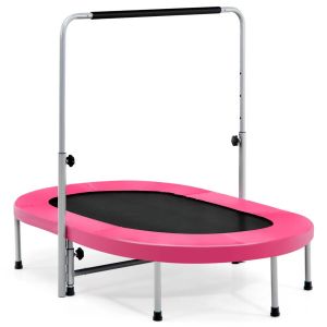 Trampoline Double Pliable Ovale 154 X 89 X 92-132 Cm Avec Poign&eacute;e R&eacute;glable Et S&eacute;curit&eacute; Haute Qualit&eacute; En Pvc Rose Helloshop26 20_0014500 - Neuf