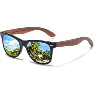Lunettes De Soleil Polarisées, Pour Homme Et Femme, Avec Protection Uv, En Noyer, Avec Cadre En Bois, Respectueuses De L'environnement - Neuf
