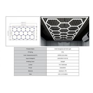 Système d'éclairage Plafond Nid d'abeille 14 Hexagon 3,94 x 2,29 m Garage Lumière - Neuf