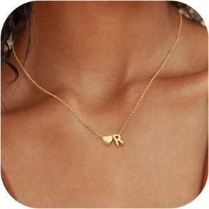 Kal-Collier Femme Argent 925 Collier Lettre Argent/Or Collier Initiale Hypoallerg&eacute;nique Collier Coeur Pendentif Collier Femme Fille Personnalis&eacute; Pr&eacute;nom Collier Bijoux Avec Coffret Cadeau - Neuf