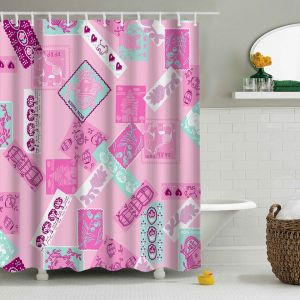Rideau de douche 180 x 180 (Style 15) - Rideau de douche en polyester épais, lavable en machine, résistant à la moisissure et imperméable - Neuf