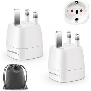 JGD-Adaptateur Prise Anglaise, 2 Pi&egrave;ces Adaptateur de Voyage France vers UK, Adaptateur de Prise pour Irlande, Angleterre, Ecosse, Duba&iuml;, Malte, Adaptateur Type G (Noir) - Neuf