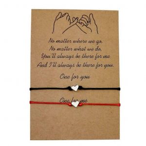 Alliage Couple Bracelet Bijoux Sliver Noir & Rouge Corde Amiti&eacute; Fil Bracelets - Neuf