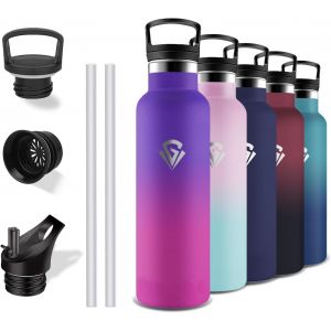 Gourde Isotherme, Gourde 500ml, Sans Bpa, Gourde Paille, 24h Froid & 12h Chaud, Gourde Inox, Anti Fuite, Gourde , Acier Inoxydable 18/8, Bouteille D'eau Pour École, Bureau, Camping - Neuf