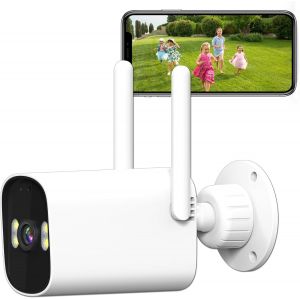 ChenQuanSarl-Caméra De Surveillance Wifi Extérieure 3Mp/2K, Audio 2 Voies, Vision Nocturne Couleur De 30M, Ip66, Détection De Personnes Et Mouvement, 2,4 Ghz - Neuf