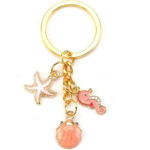 Kal-Porte-Clés En Forme D'étoile De Mer En Forme De Coquillage - Porte-Clés D'été Pour Femme - Porte-Clés À Breloques Pour Les Voyages, Or, S - Neuf
