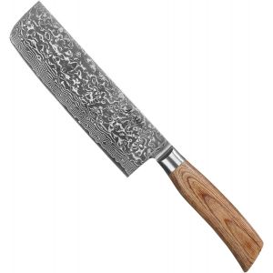 Mevronisshop-Edib Pro Couteau Nakiri En Acier Damas I Lame De 18 Cm En Acier Damassé À 67 Couches Avec Noyau Vg10 Et Manche En Bois De Pakka I Couteau De Cuisine Professionnel & Couteau Damassé - Neuf
