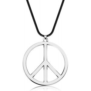 Kal-Collier Hippie, Couleur Arc En Ciel Pendentif Peace, Collier Paix En Métal, Collier Peace And Love Pour Femme Homme,Accessoires Costume Hippie,Pendentif Paix Bijoux Hippie Pour Carnaval Fête - Neuf