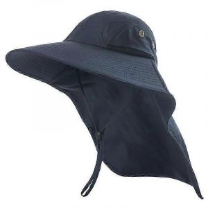 Chapeau De Soleil Extérieur Chapeau De Chasse De Protection Anti-Violet Avec Couvre-Cou (Bleu Marine) - Neuf