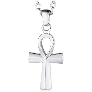 Trahoo-Collier Homme Croix D'ankh Egyptien Acier Inoxydable,Chaîne Réglable 55+5cm - Neuf