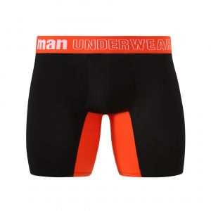 Caleçons Pour Hommes Boxer Taille Moyenne Boxeurs En Fiber De Bambou Grande Taille 5xl 6xl 7xl Entrejambe Ouvert Long Boxer Coton Hommes Sous-Vêtements -Noir Orange-5xl - Neuf