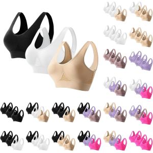 Lot De 3 Brassiere Sport Femme Soutiens-Gorge Sans Armatures Sans Couture Yoga Soutiens Gorge Femmes Push Up Brassières Anti Affaissement Lingerie Confort Bralette De Tous Les Jours 2025 - Neuf