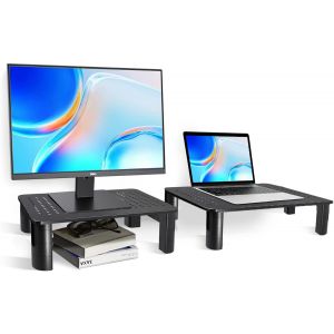 2 Paquets Support de Moniteur,4 Hauteur Téglable et Design Ventilé Support Ecran PC pour Ordinateur Portable,MacBook,PC,Imprimante jusqu'à 20 kg MST008 - Neuf
