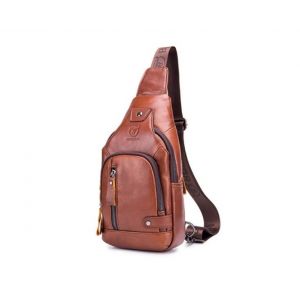 Sac de poitrine d'ext&eacute;rieur G033 en cuir souple, sac messager grande capacit&eacute; - Neuf