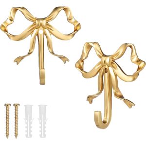 2 Pi&egrave;ces Crochet &agrave; Ruban Dor&eacute;, Patere Murale, Crochets Et Pat&egrave;res pour La Maison, Pat&egrave;re Mural Gold, Gold Patere Salle de Bain, Convient &agrave; La Cuisine, Au Salon Et &agrave; La Salle de Bains - Neuf