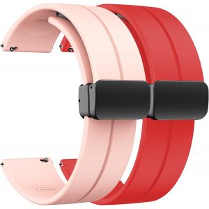 NENV-2 Pi&egrave;ces Bracelet De Montre Magn&eacute;tique 20 Mm Pour Samsung Galaxy Watch 7 6 5 4 40Mm 44Mm 42Mm 46Mm 43Mm 47Mm/Galaxy Watch 5 Pro Band 45 Mm Fermoir Magn&eacute;tique Pliant Bandes De Sport En Silicone - Neuf