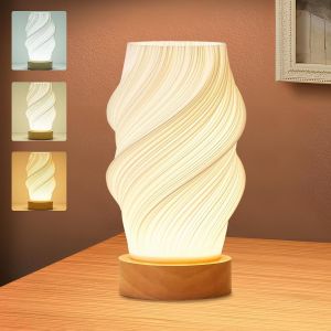Subzonal-Lampe De Chevet Sur Socle En Bois - 3 Couleurs & 9 Niveaux De Luminosit&eacute; Led - Lampe De Table Minimaliste Avec C&acirc;ble Usb Pour Chambre, Salon, Bureau - Lumi&egrave;re Chaude/Neutre - Neuf
