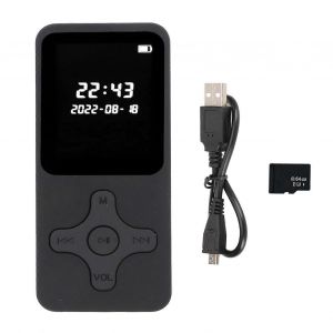 Lecteur MP3 MP4 Bluetooth 5.0 Ultra mince LCD numérique 1,77 pouces Écran HD Haut-parleur Radio FM Lecteur de musique HiFi portable avec carte mémoire 64G - Neuf