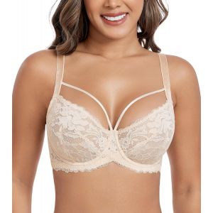 Nbgcm-Soutien-Gorge Femme Quotidien Sans Rembourré Confortable Grande Taille Sous-Vêtements Dentelle Avec Lacets - Neuf