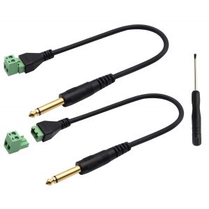 VornixorSarlshop-Lot de 2 c&acirc;bles connecteurs 6,35 mm st&eacute;r&eacute;o Audio m&acirc;le vers 2 Broches Femelles &agrave; Visser avec bornes de vissage pour Microphone 30 cm 2-Pole/M - Neuf