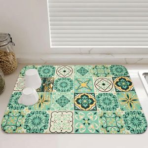 Kalanka-Tapis &Eacute;gouttoir Vaisselle Absorbant, 40x50cm Pour Cafeti&egrave;re Et Machine &Agrave; Caf&eacute;, Tapis De S&eacute;chage Individuel, Bar (Vert) - Neuf