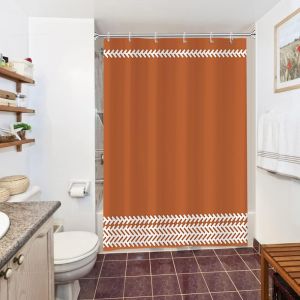 KAL-Rideau Douche Orange, Rideau De Douche Anti Moisissure 150X180Cm Terracotta Boheme Minimaliste Rideaux De Baignoire Tissu Lavable Imperméable Polyester Rideaux Salle De Bain Avec 10 Crochets - Neuf