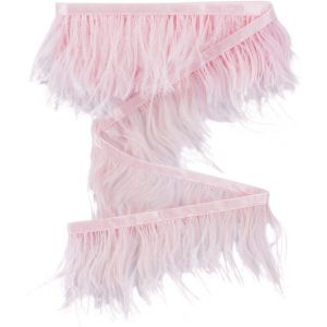 2m Ruban À Franges En Plumes D'autruche Bordure En Dentelle Avec Ruban De Satin Pour Couture Diy Robe Latine Artisanat De Mariage Costumes Rideau Décoration De Fête De Noël Rose - Neuf