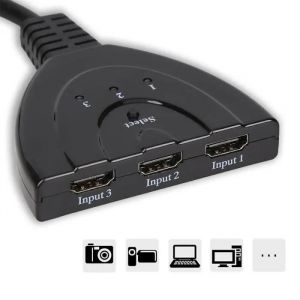 3 Port HDMI Commutateur 3x1 Auto Switch avec 3FT Pigtail c&acirc;ble Prise en charge audio 3D HD 1080P - Neuf