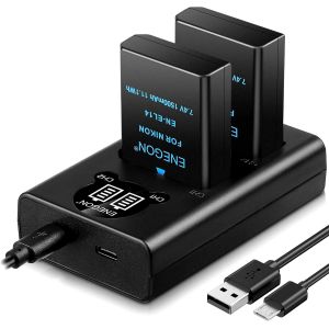 EN-EL14/EL14a Batterie de Rechange (2 pièces) et Chargeur Smart LED Dual USB pour Nikon EN-EL14/EN-EL14a,DSLR D5300,D5600,D5100,D5200,D3100,D3200,D3300,D3400,D3500,DF - Neuf