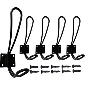 Tianyi-Murale Patere Porte Manteau Noir, 5 Pi&egrave;ces Muraux Crochets Et Pat&egrave;res Pour La Maison Retro Metal Crochet Lourd Avec Vis Pour Entr&eacute;e Salle De Bain Toilette Cuisine Meuble - Neuf