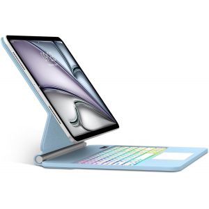 Coque Clavier Pour Ipad Pro 12.9"" (6e/5e/4e/3e) Gen, Azerty Français Clavier Rétroéclairé 7 Couleurs Détachable Sans Fil Bluetooth, Étui Ipad Air 13"" (M3 2025/M2 2024), Noir - Neuf