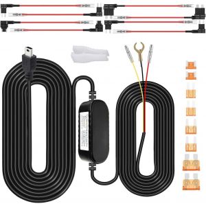 Kit de C&acirc;blage pour Cam&eacute;ra Embarqu&eacute;e,Mini Chargeur pour Cam&eacute;ra Embarqu&eacute;e,Protection Basse Tension 12-24V CC vers 5V/2.5 A,Surveillance du Stationnement 24 h/24 avec Fusible - Neuf