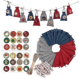 Linge de goody sacs de No&euml;l 24 pi&egrave;ces avec des autocollants de no&euml;l 4" de largeur - Neuf