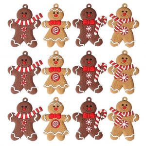 12pcs Adorable bonhomme de pain d'&eacute;pice Ornements pour Arbres de No&euml;l Suspendus PVC - Neuf