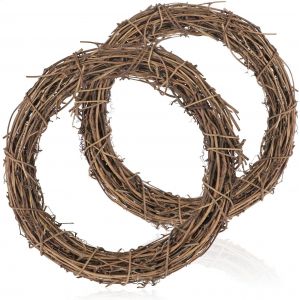 Trahoo-Com-Four&reg; 2x Couronne En Bois D&eacute;corative Diy Pour Bricoler - Couronne En Rotin Pour D&eacute;corer Les Fen&ecirc;tres Et Les Tables (2 Pi&egrave;ces - Couronne &Oslash;25cm) - Neuf