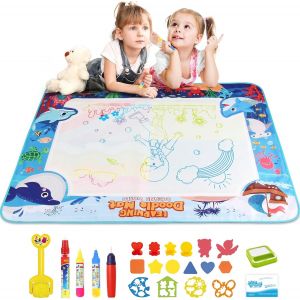 ERYI-Jouets Pour Enfants À Partir De 1, 2, 3 Ans - Tapis De Dessin Avec Crayon À Eau, Aqua Magic Doodle Painting Mat Idéal Pour Anniversaire Ou Récompense Pour Les Enfants De 1, 2, 3 Ans - Neuf