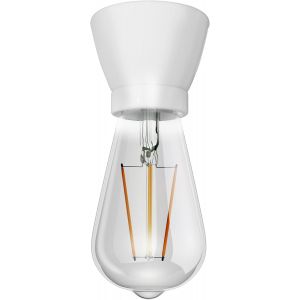 Kal-Douille De Lampe En Porcelaine Minz, Ronde, Blanche + Lampe Led 240lm, Blanc Extra-Chaud - Neuf