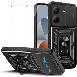Kal-Coque Compatible Avec Zte Blade A54 (6.6") Et 1 X Verre Trempé Écran Film Protecteur - Pc Dur Et Tpu Silicone Housse Couverture Avec 360°Degrés Support Rotatif Étui Case Cover Noir - Neuf
