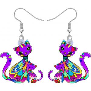 Kal-Acrylique Boucles D`Oreilles Mignon Chat Chaton Dangle F&ecirc;te Des M&egrave;res Chat Cadeaux Pour Femmes Filles Bijoux - Neuf