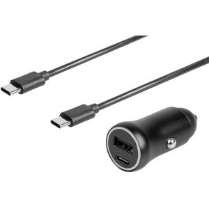 JGD-Kit de Chargement, Chargeur Allume Cigare USB - Contient: 1 Prise Allume Cigare avec 2 Ports Dont 1 Port USB-A et 1 Port USB-C, 1 c&acirc;ble d'alimentation Longueur 1m avec 2 Embouts USB-C - Neuf