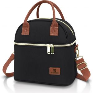 MEVRONISSHOP-Sac Isotherme Repas pour Homme Femme, 9L Lunch Bureau, Bag Imperm&eacute;able &agrave; 2 Compartiments pour L'&eacute;cole et le Travail, Noir - Neuf